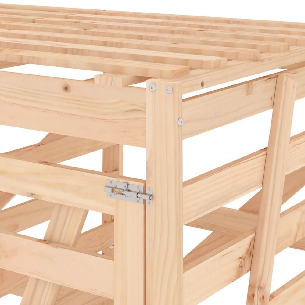 Abri pour poubelles triple en bois - Design ventilé et pratique Bois Naturel