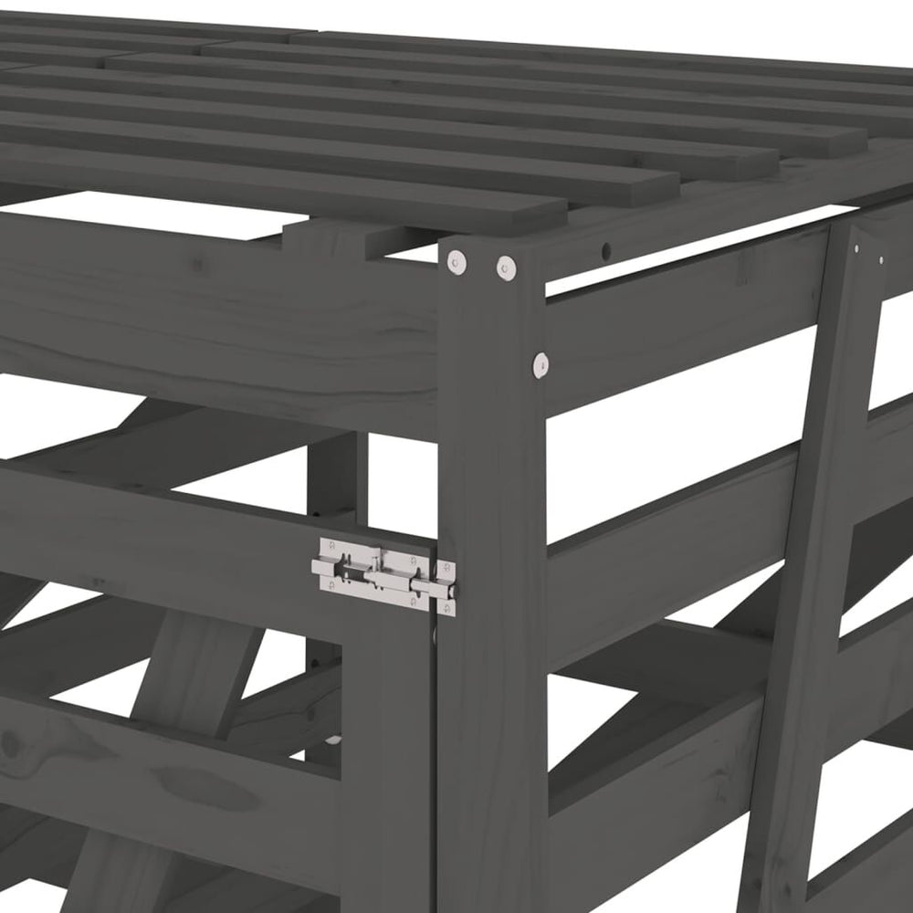 Abri pour poubelles triple en bois - Design ventilé et pratique Bois Gris