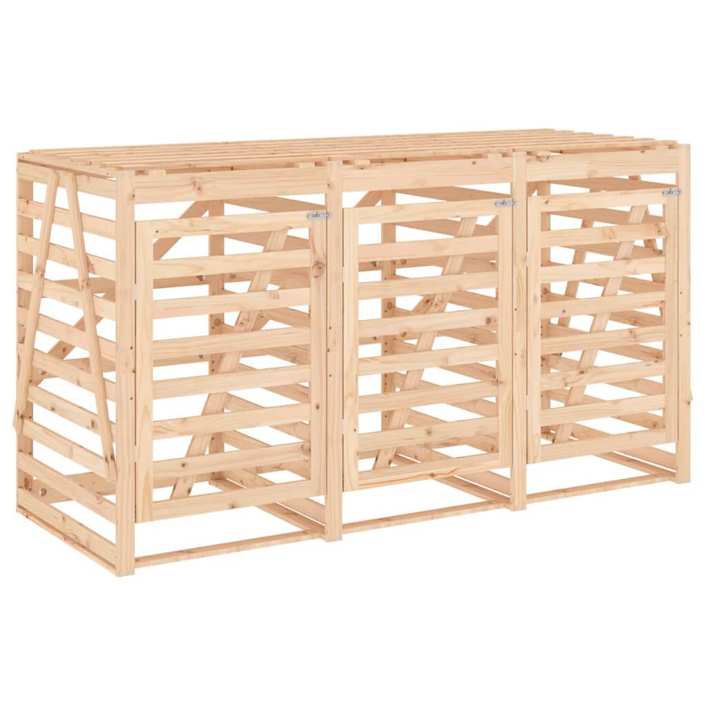 Abri pour poubelles triple en bois - Design ventilé et pratique Bois Naturel
