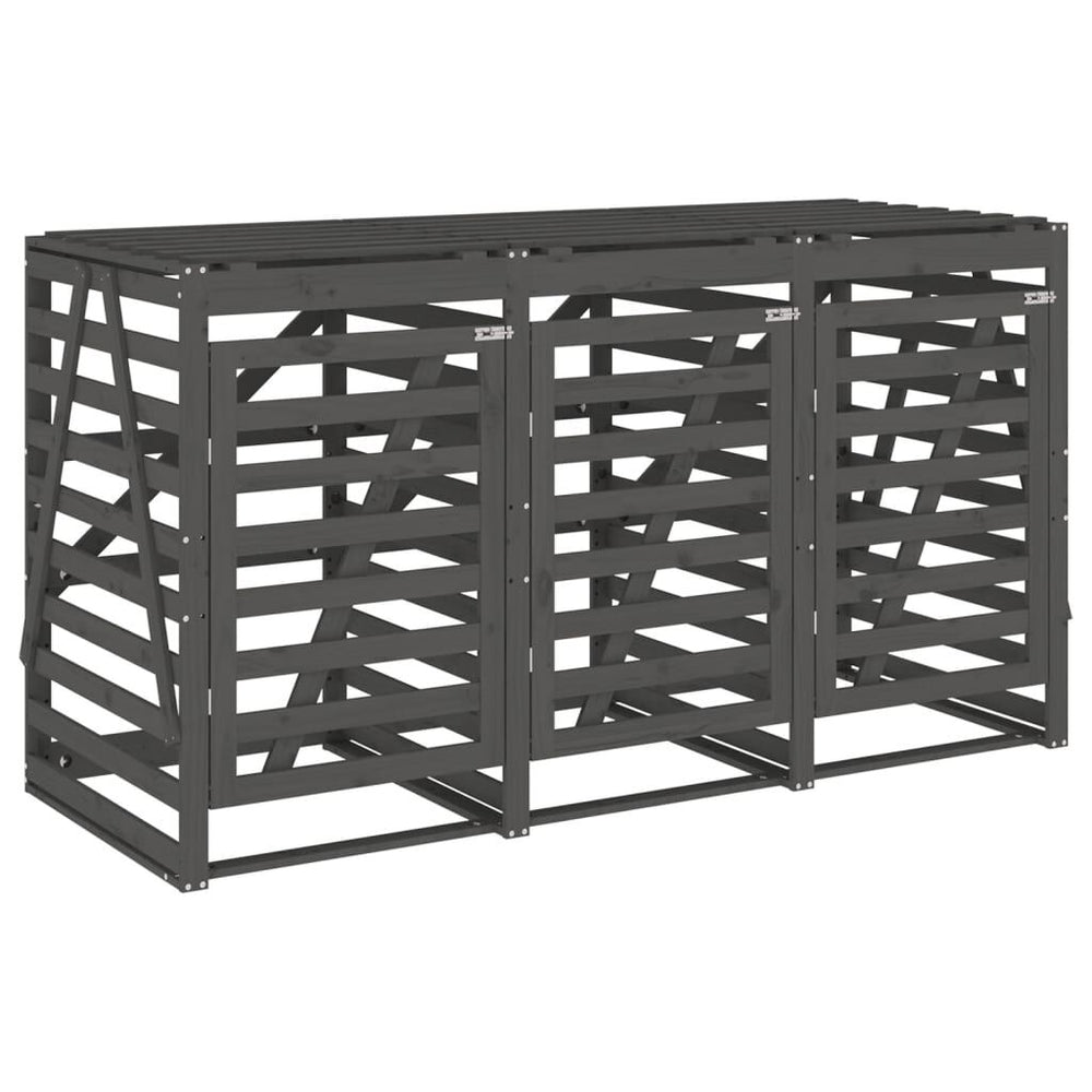 Abri pour poubelles triple en bois