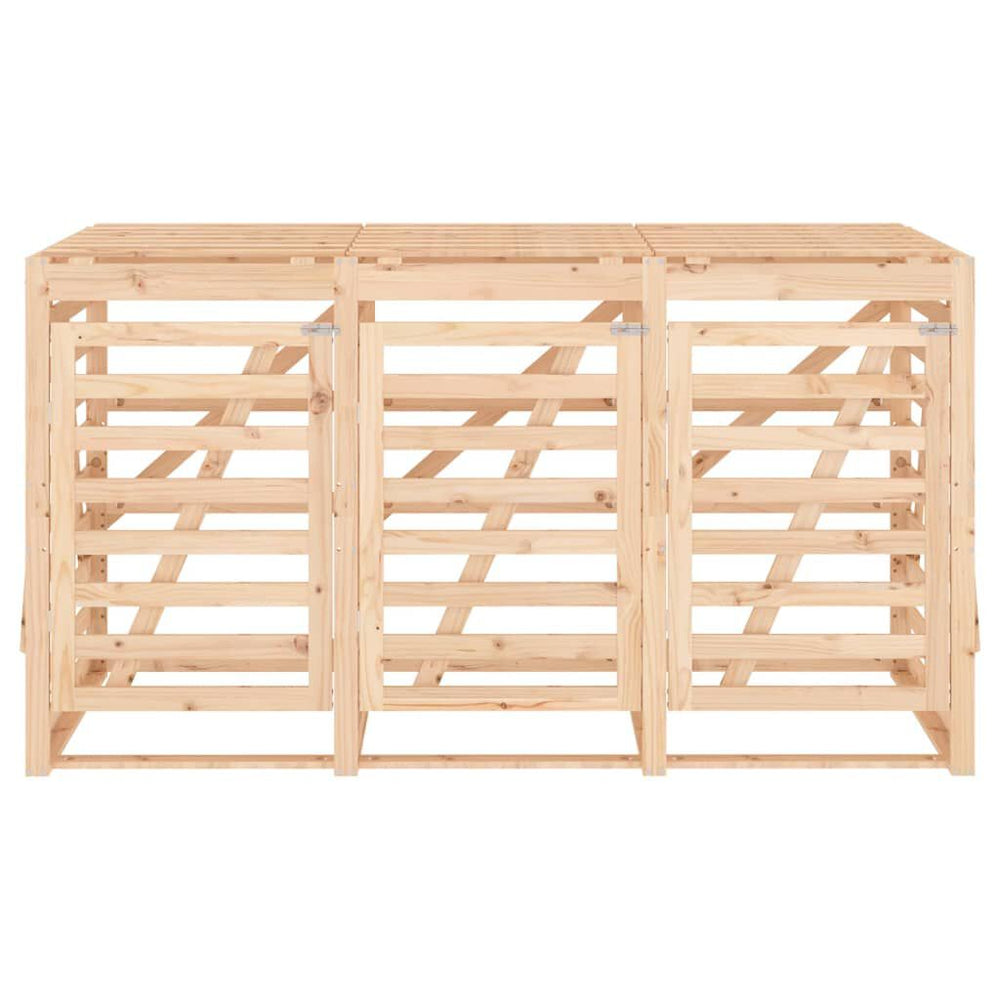 Abri pour poubelles triple en bois - Design ventilé et pratique Bois Naturel