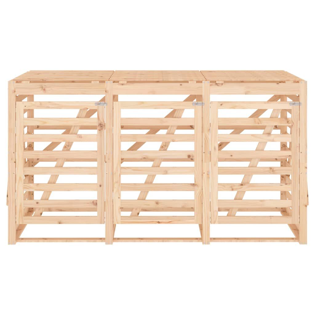 Abri pour poubelles triple en bois - Design ventilé et pratique Bois Naturel