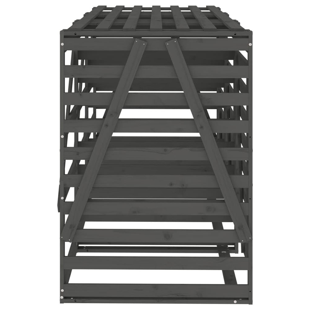 Abri pour poubelles triple en bois - Design ventilé et pratique Bois Gris