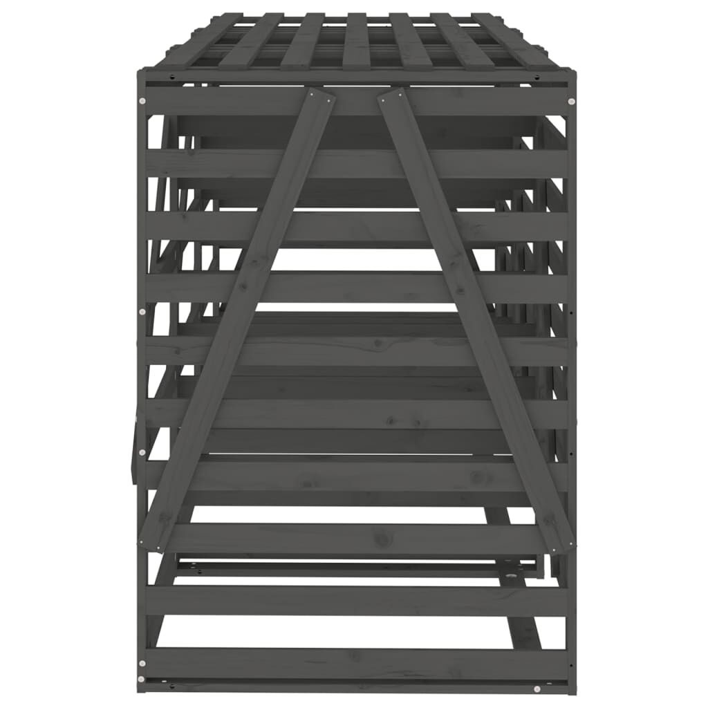 Abri pour poubelles triple en bois - Design ventilé et pratique Bois Gris
