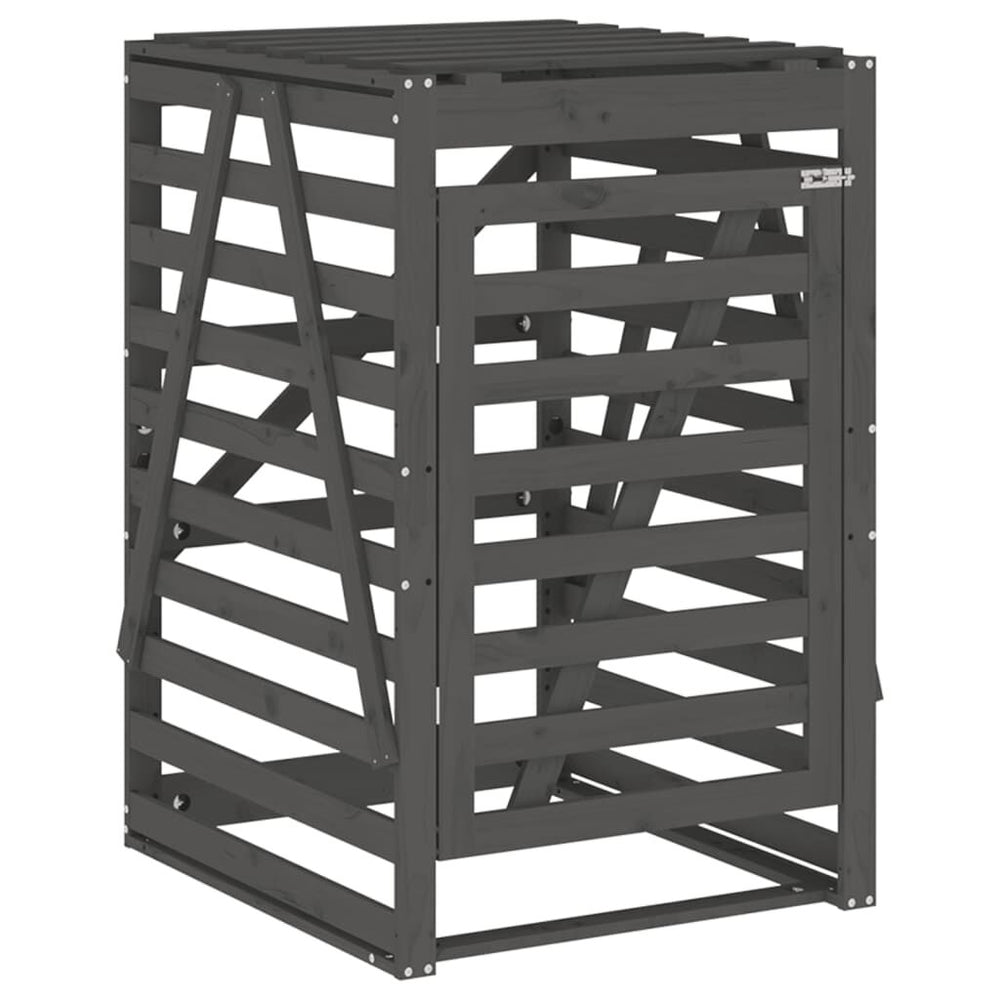 Abri pour poubelles triple en bois - Design ventilé et pratique Bois Gris
