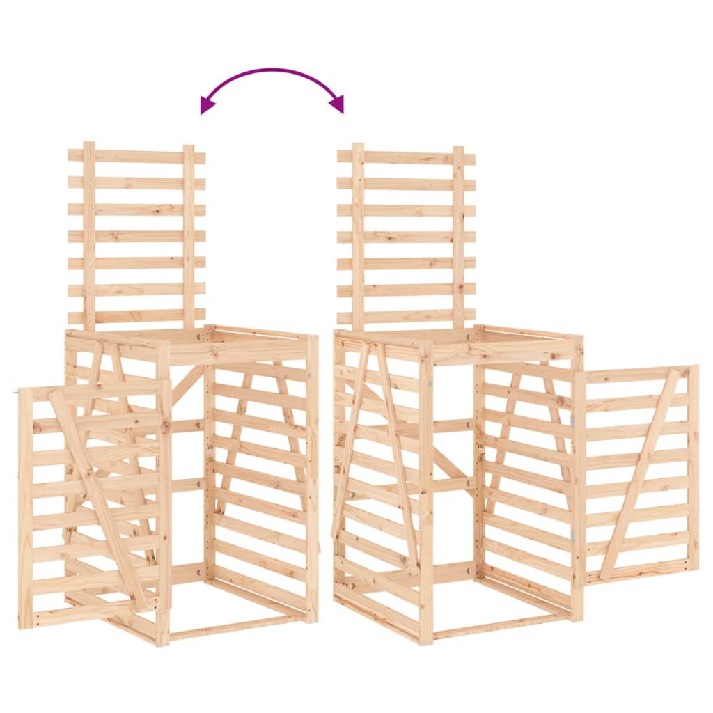 Abri pour poubelles triple en bois - Design ventilé et pratique Bois Naturel