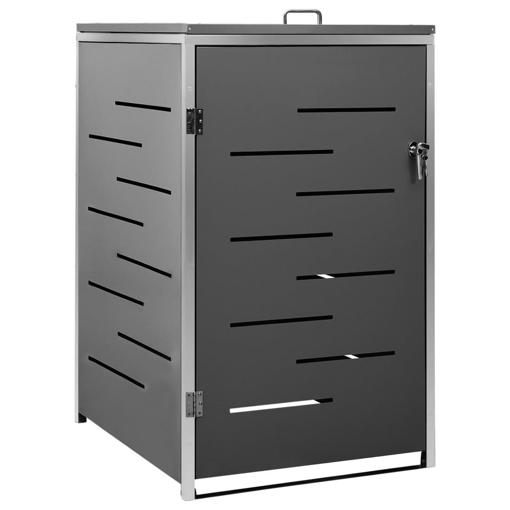 Abri pour poubelle inox 69x77,5x112,5 cm avec verrou Noir