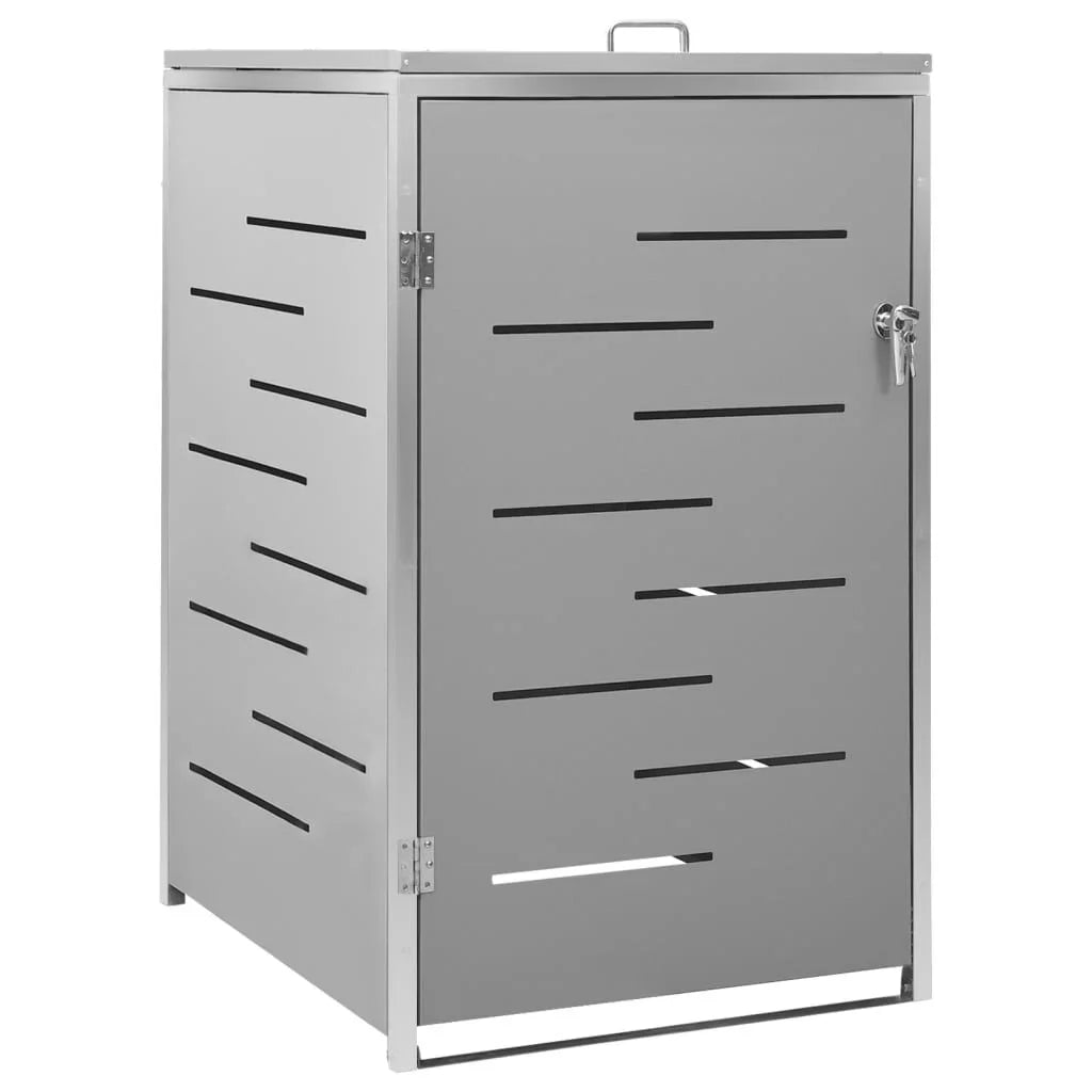 Abri pour poubelle inox 69x77,5x112,5 cm avec verrou Gris