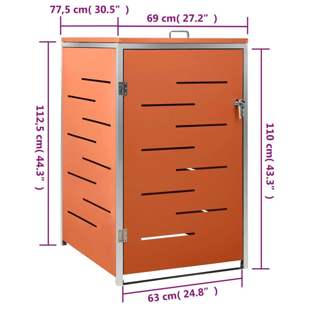 Abri pour poubelle inox 69x77,5x112,5 cm avec verrou Orange