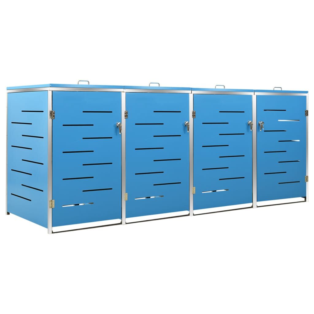 Abri pour poubelle inox 69x77,5x112,5 cm avec verrou Bleu