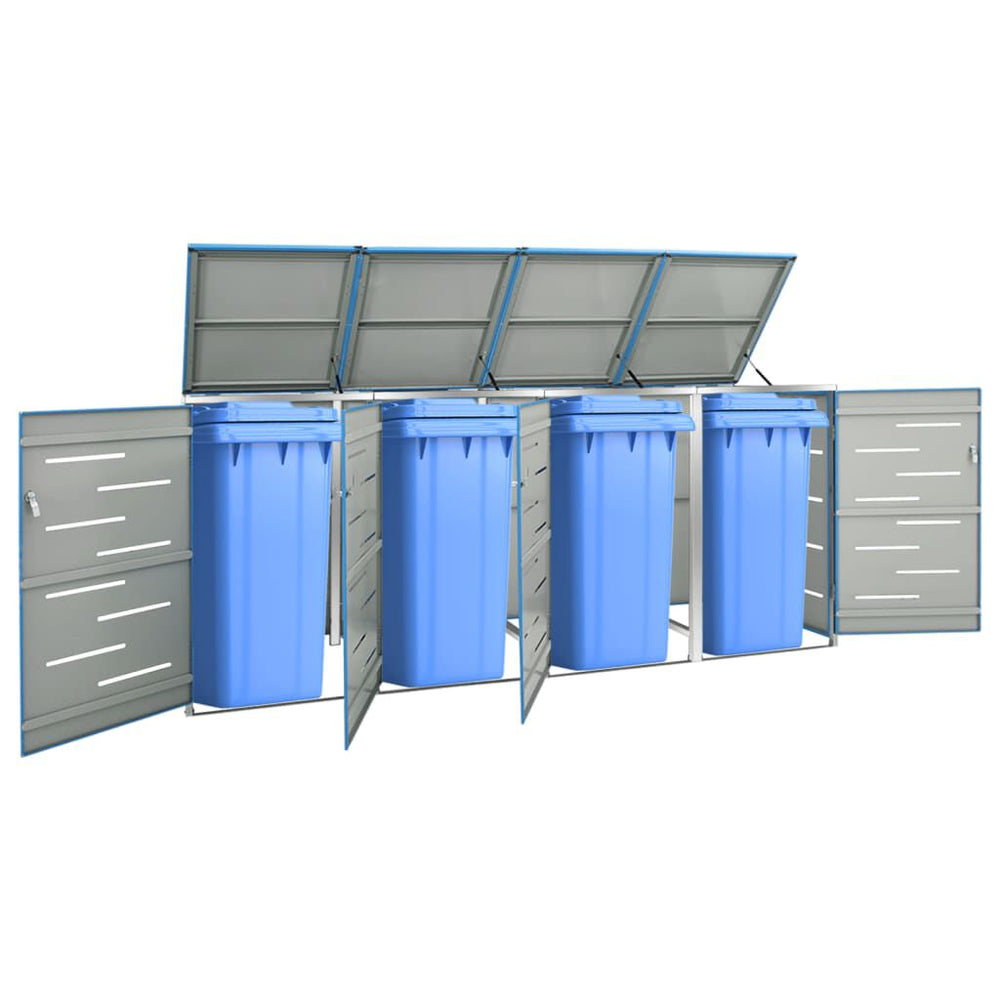 Abri pour poubelle inox 69 × 77,5 × 112,5 cm avec verrou Bleu
