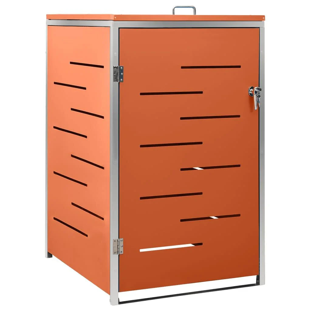 Abri pour poubelle inox 69x77,5x112,5 cm avec verrou Orange