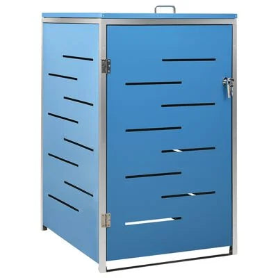 Abri pour poubelle inox 69x77,5x112,5 cm avec verrou Bleu