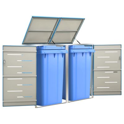 Abri pour poubelle inox 69x77,5x112,5 cm avec verrou Bleu