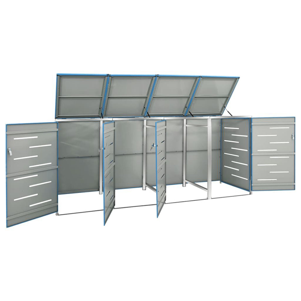 Abri pour poubelle inox 69 × 77,5 × 112,5 cm avec verrou Bleu