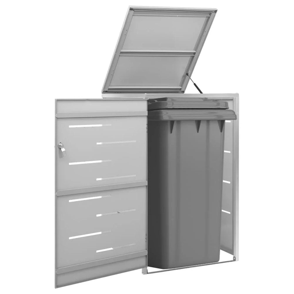 Abri pour poubelle inox 69 × 77,5 × 112,5 cm avec verrou Gris