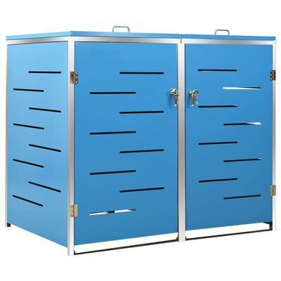 Abri pour poubelle inox 69x77,5x112,5 cm avec verrou Bleu