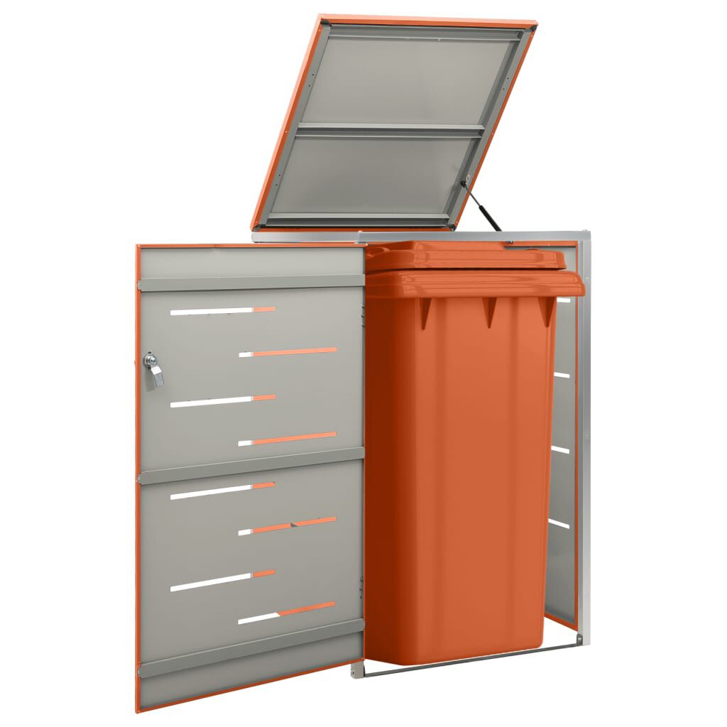 Abri pour poubelle inox 69x77,5x112,5 cm avec verrou Orange