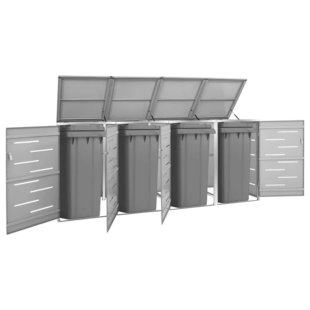 Abri pour poubelle inox 69 × 77,5 × 112,5 cm avec verrou Gris