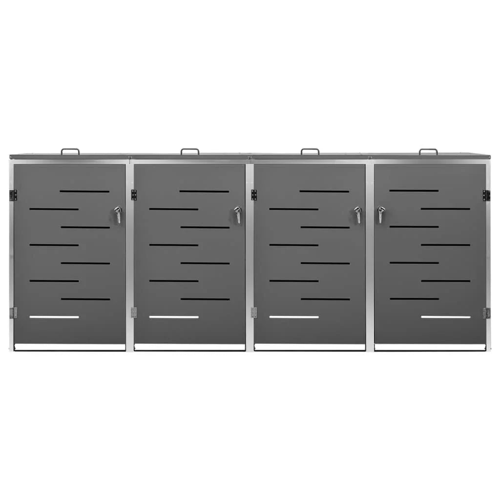 Abri pour poubelle inox 69x77,5x112,5 cm avec verrou Noir