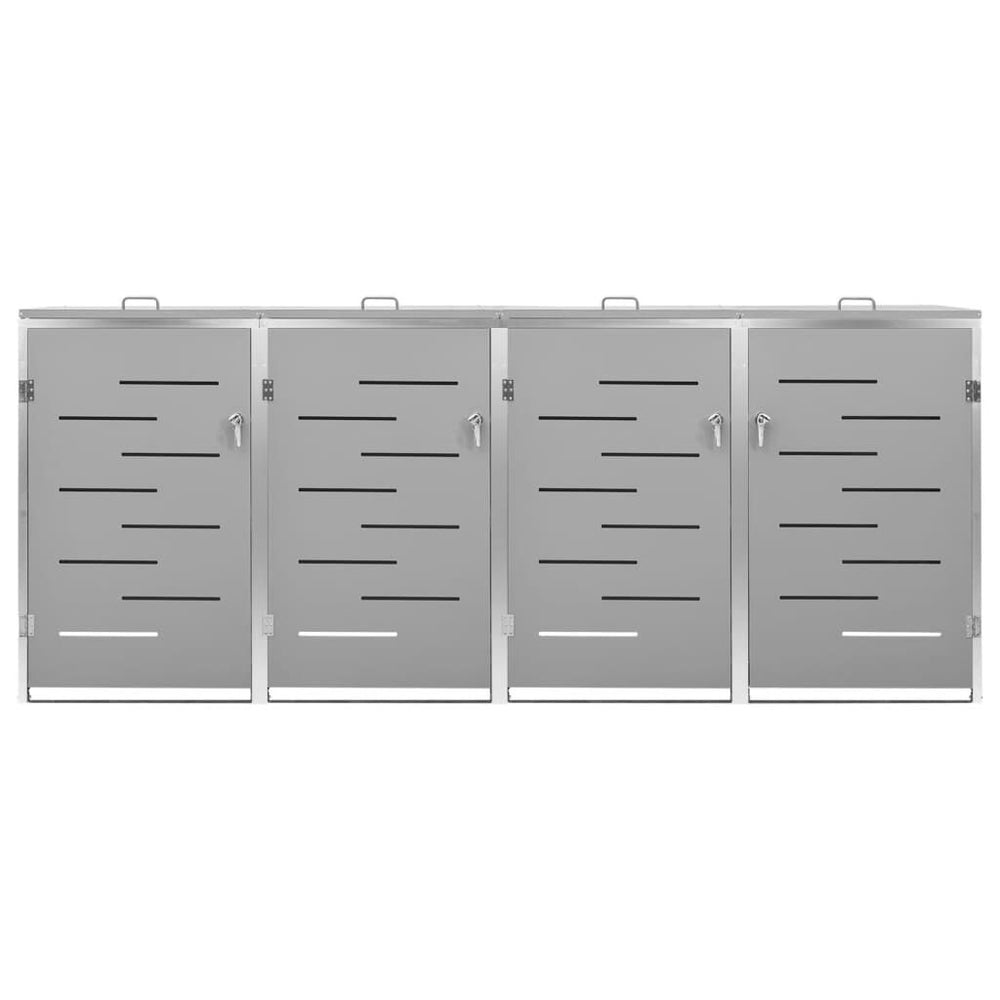 Abri pour poubelle inox 69 × 77,5 × 112,5 cm avec verrou Gris