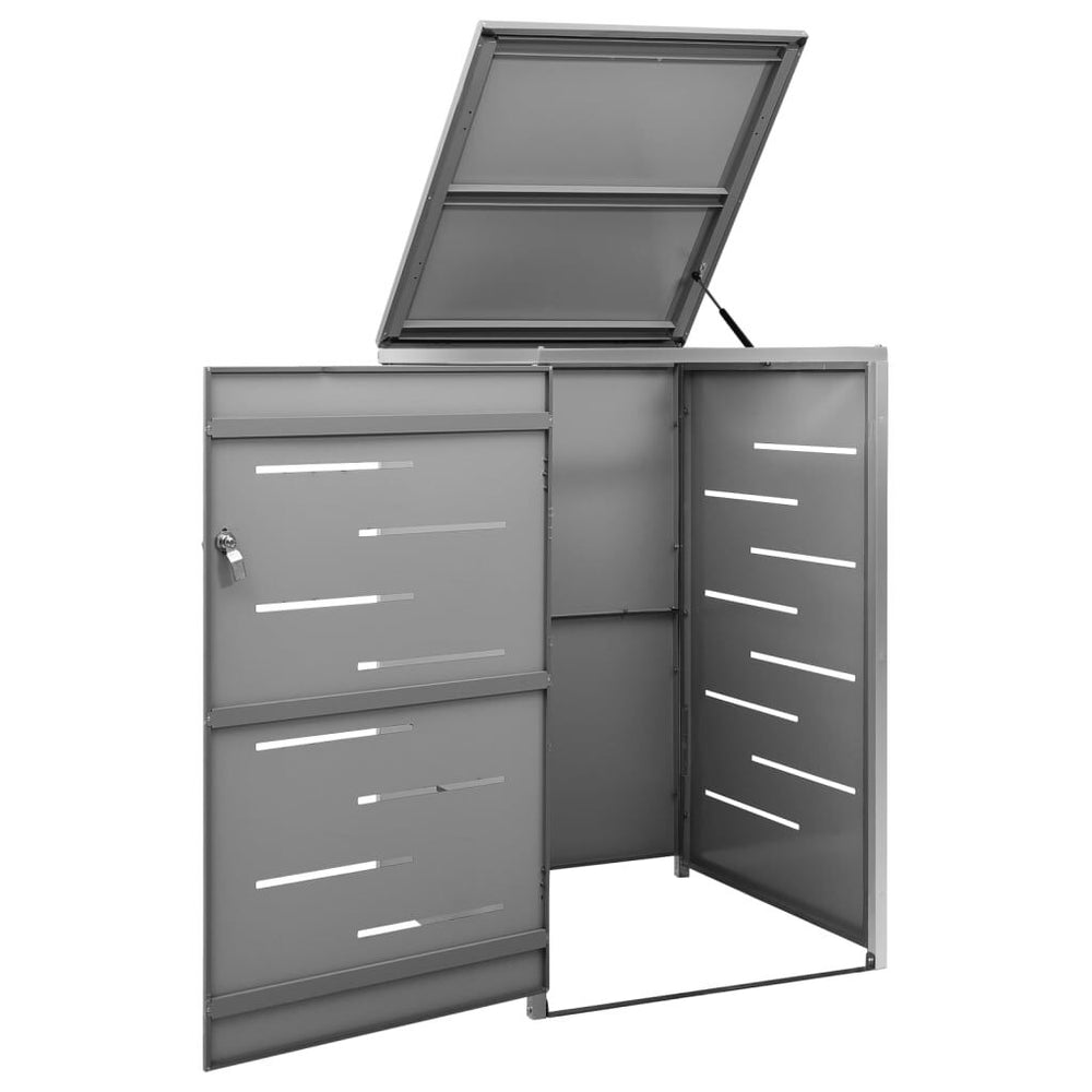 Abri pour poubelle inox 69 × 77,5 × 112,5 cm avec verrou Noir