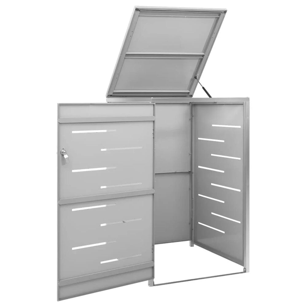 Abri pour poubelle inox 69 × 77,5 × 112,5 cm avec verrou Gris