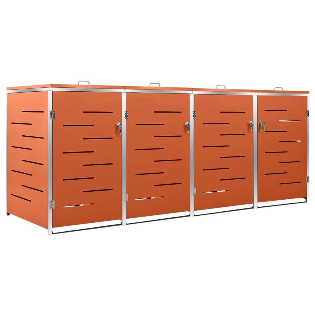 Abri pour poubelle inox 69x77,5x112,5 cm avec verrou Orange