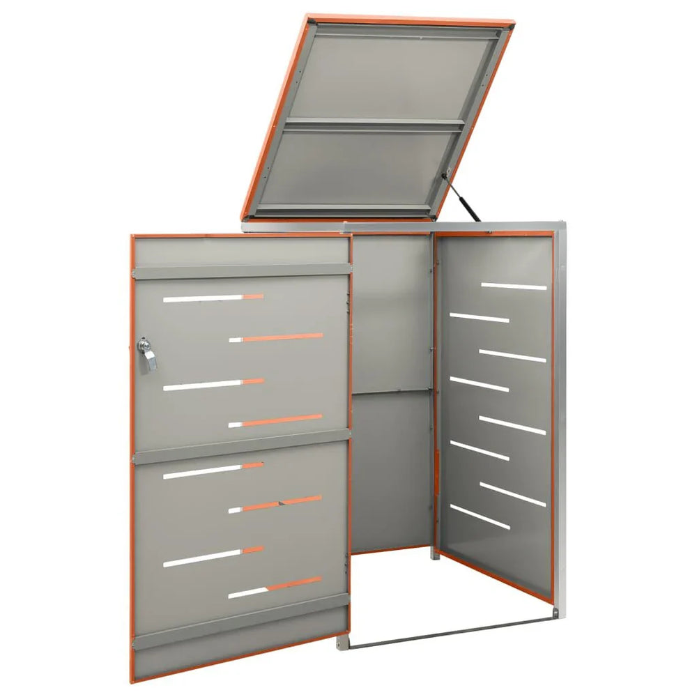 Abri pour poubelle inox 69 × 77,5 × 112,5 cm avec verrou Orange