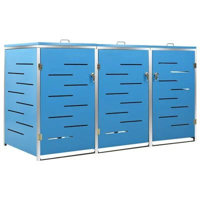 Abri pour poubelle inox 69x77,5x112,5 cm avec verrou Bleu