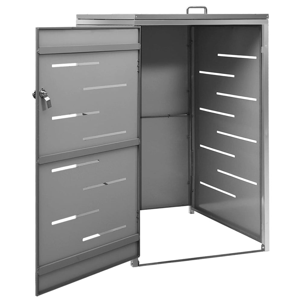 Abri pour poubelle inox 69 × 77,5 × 112,5 cm avec verrou Noir