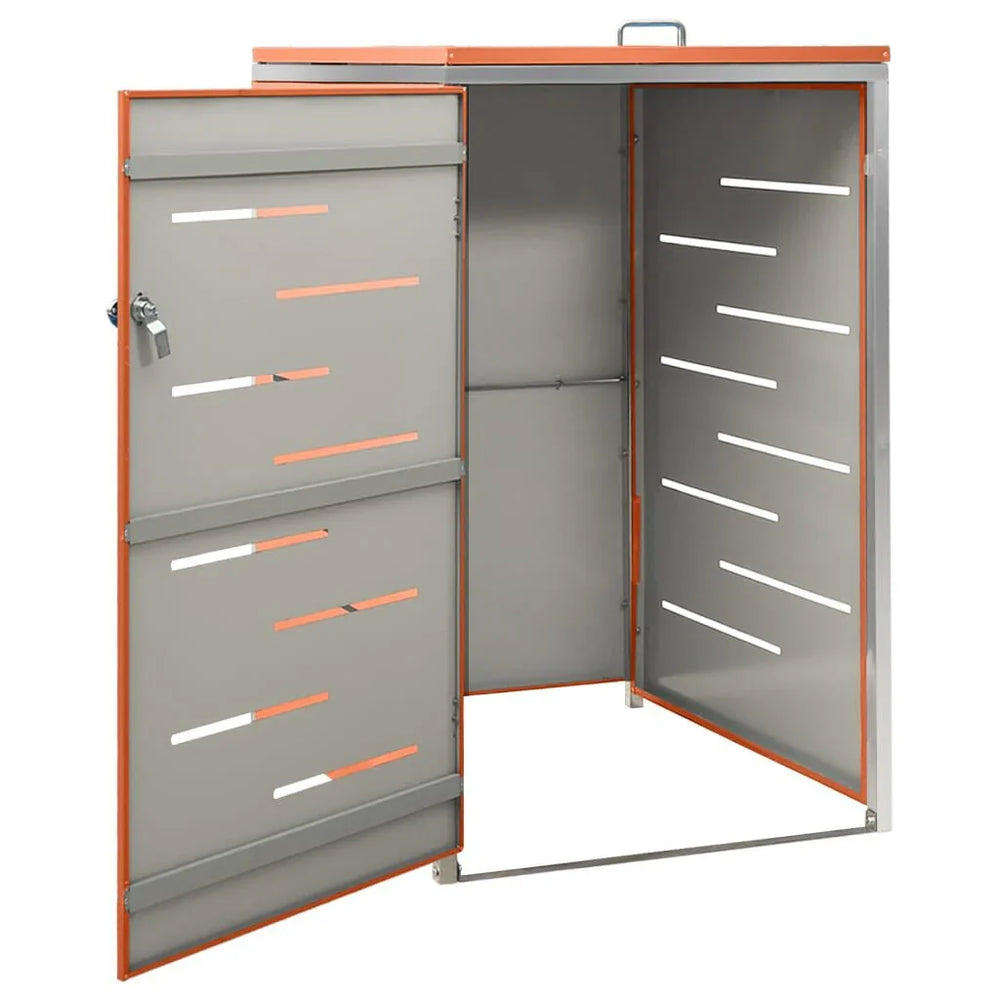 Abri pour poubelle inox 69 × 77,5 × 112,5 cm avec verrou Orange