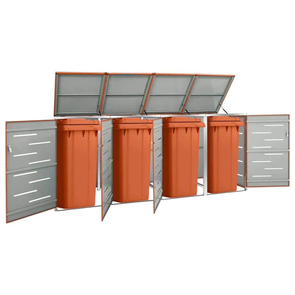 Abri pour poubelle inox 69x77,5x112,5 cm avec verrou Orange