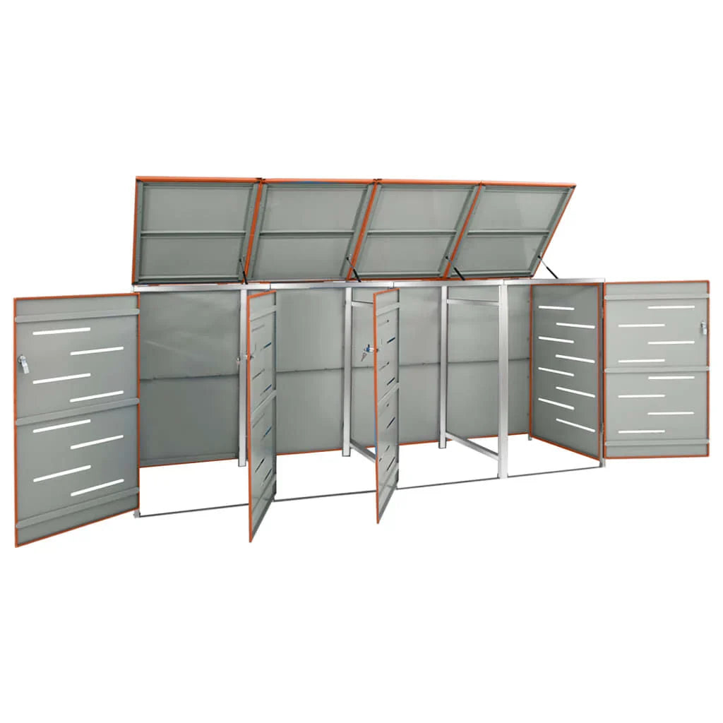 Abri pour poubelle inox 69x77,5x112,5 cm avec verrou Orange