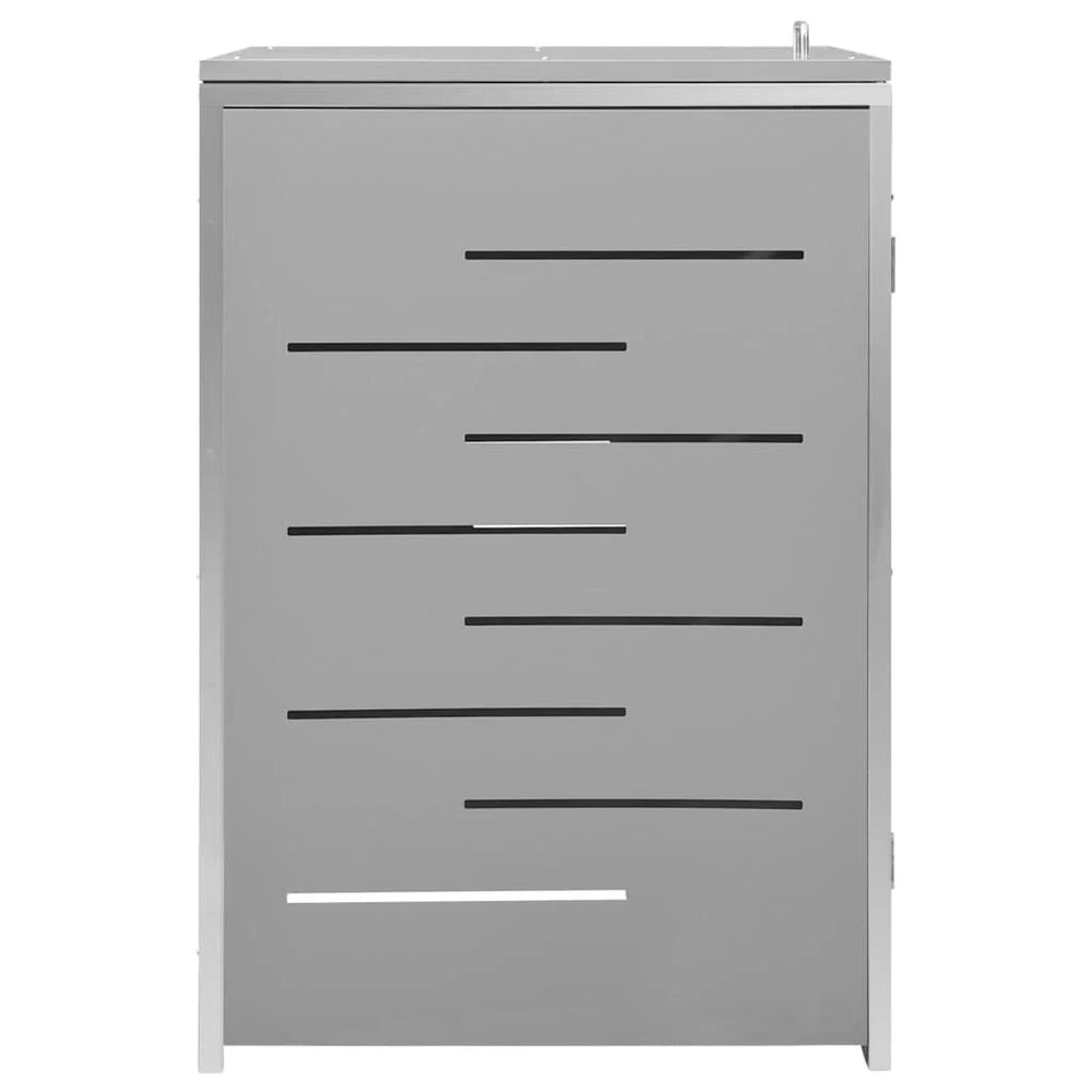 Abri pour poubelle inox 69 × 77,5 × 112,5 cm avec verrou Gris