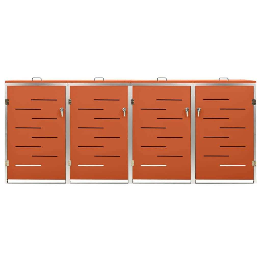 Abri pour poubelle inox 69x77,5x112,5 cm avec verrou Orange