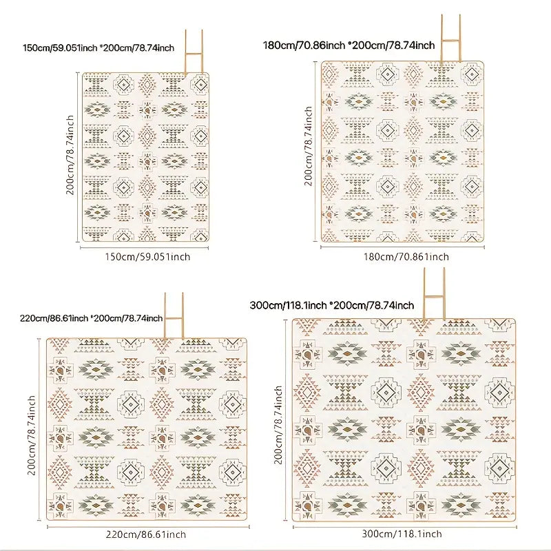 Tapis de Pique-Nique Extérieur Pliable à Carreaux