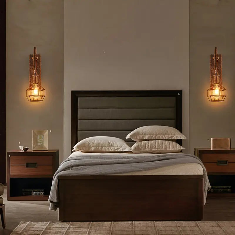 Lot de 2 Appliques Murales Industrielles Vintage – Design Roue en Métal & Bois