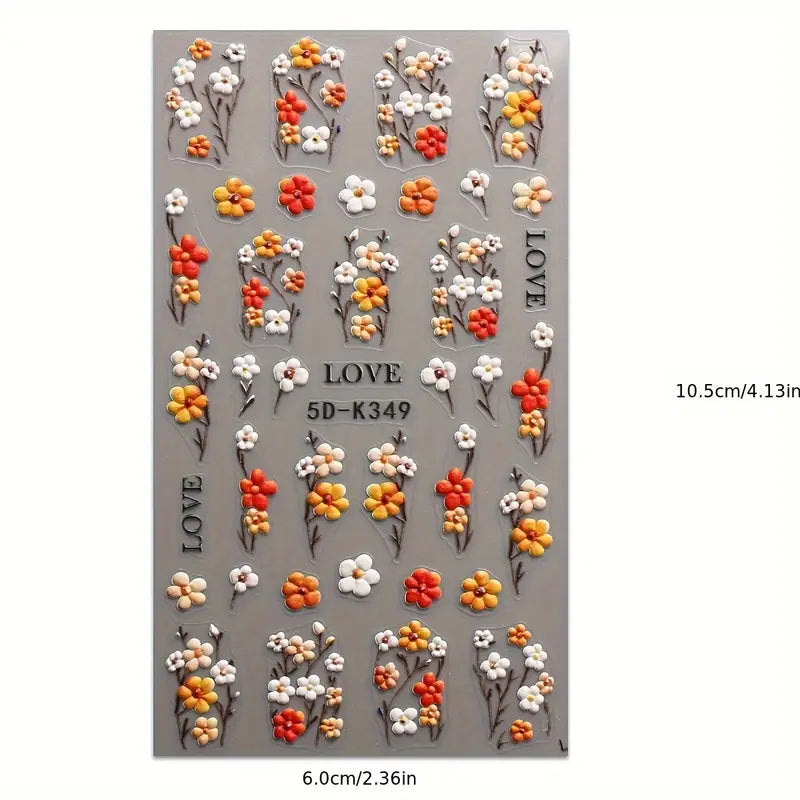 Pinceaux & Stickers d'Ongles 3D – Motifs Vigne Printanière et Estivale