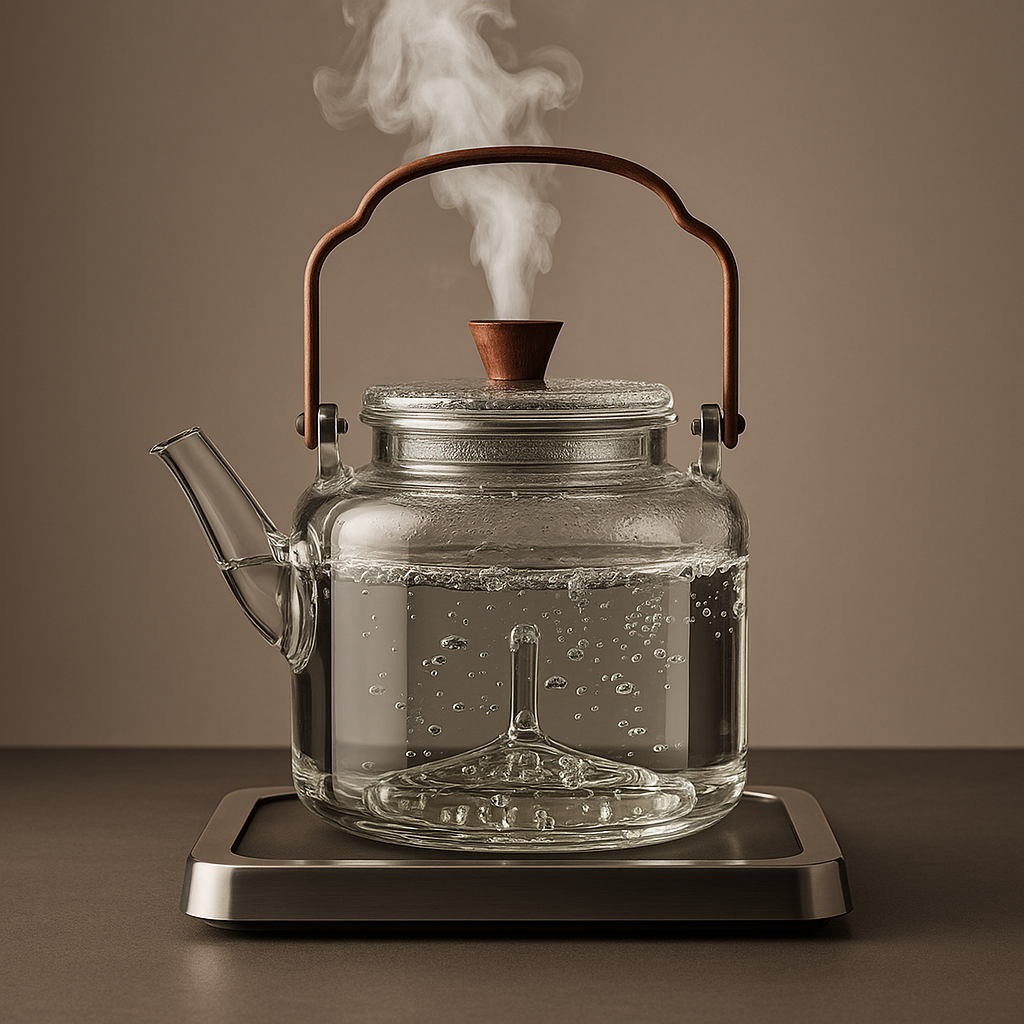 Théière en Verre Moderne avec Manche en Bois - 600 ml