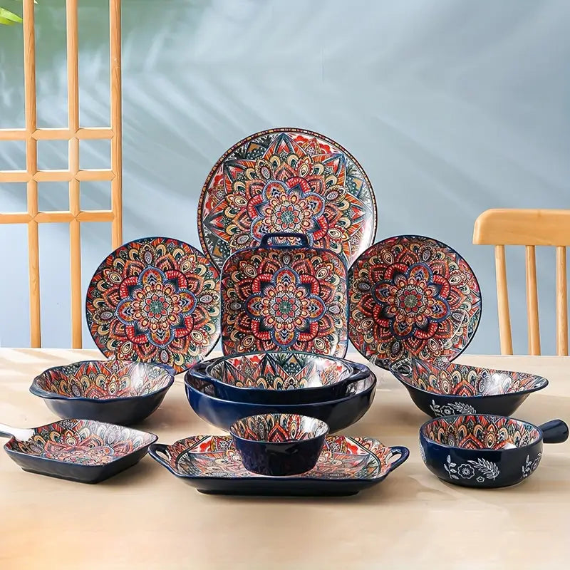 Ensemble de Vaisselle Bohème Élégance – 8 Pièces