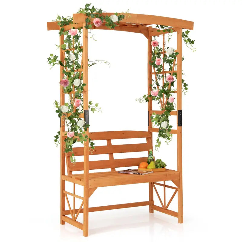 Arche de Jardin avec Banc 2 Places – Siège Décoratif en Bois