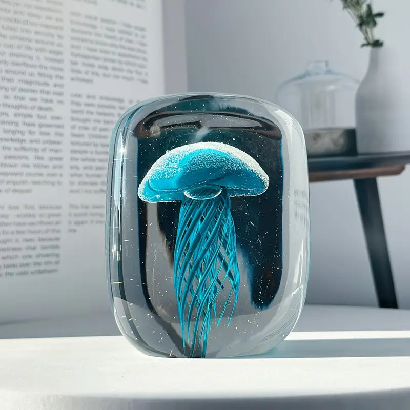 Pèse-Papier Méduse en Verre Soufflé à la Main – Sculpture Nautique Artisanale
