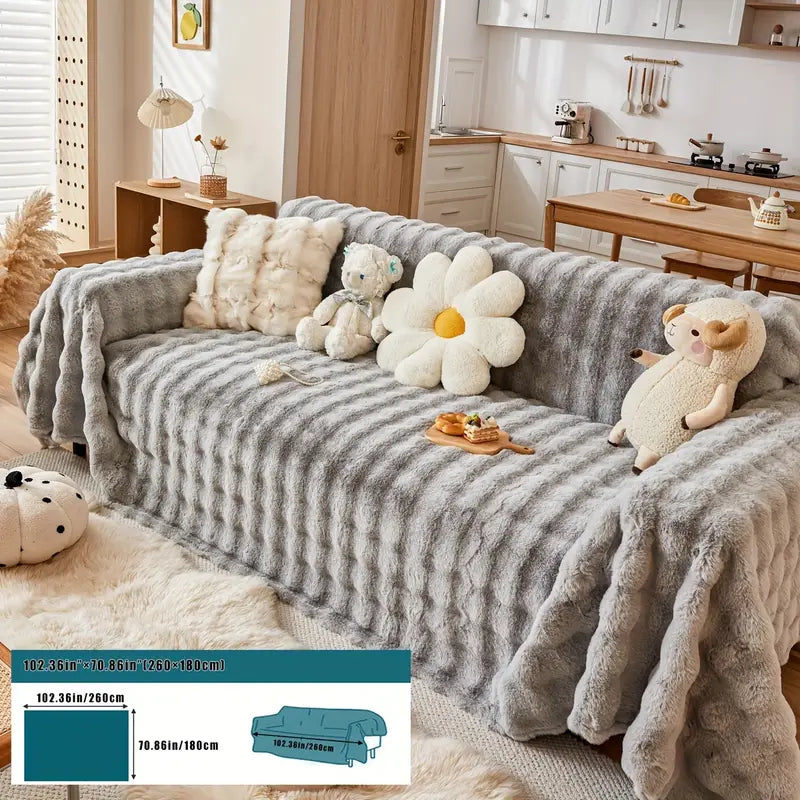 Faux Fur Sofa Cover - Soft and Non-Slip Protection