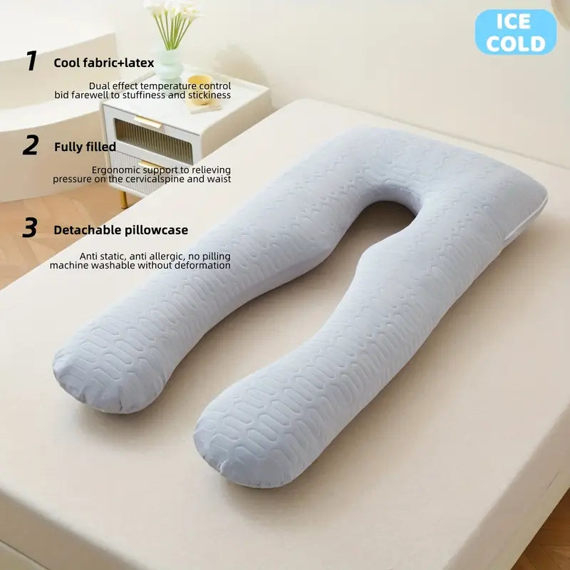 Oreiller de Grossesse en Forme U – Confort, Soutien & Fraîcheur Totale