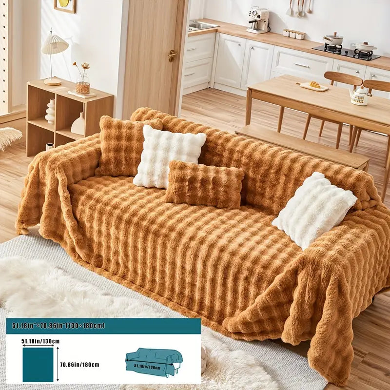 Faux Fur Sofa Cover - Soft and Non-Slip Protection