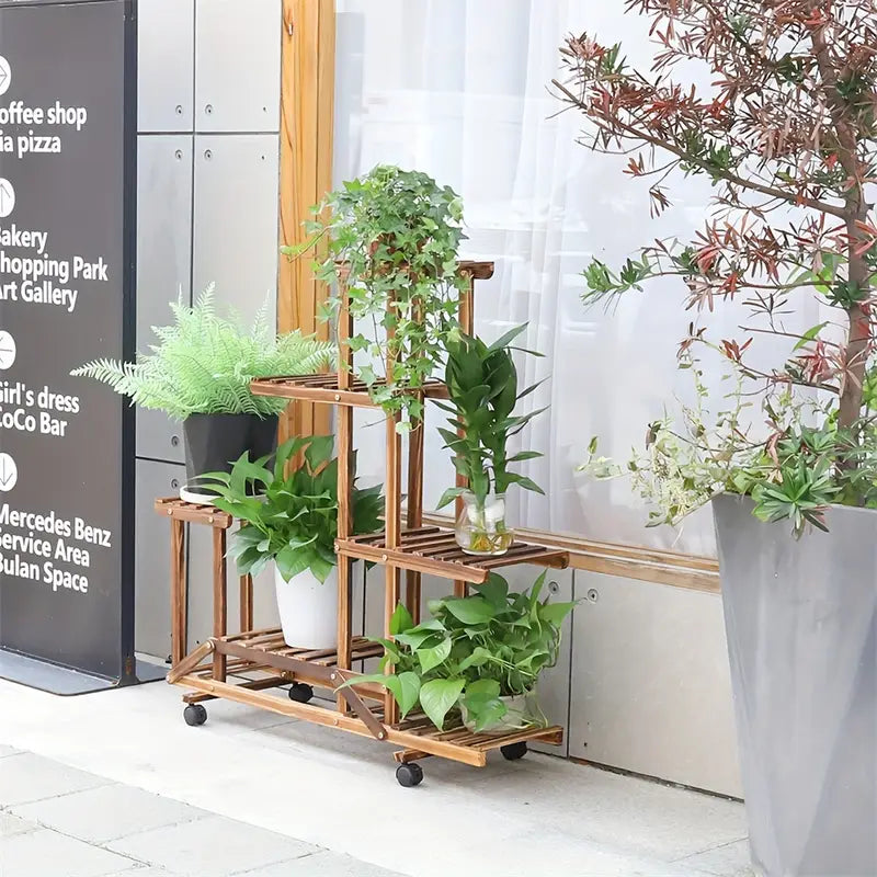 Support à Plantes en Bois à 6 Niveaux – Design Vertical