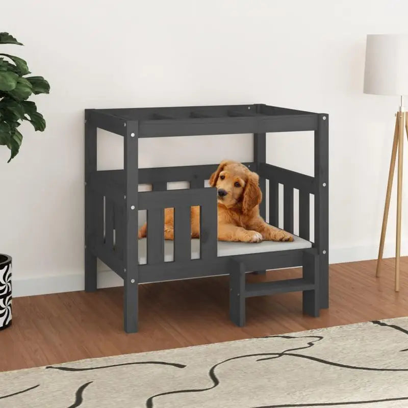 Lit pour Chien en Bois de Pin Solide – Coussin en Coton – Couleur Mélangée