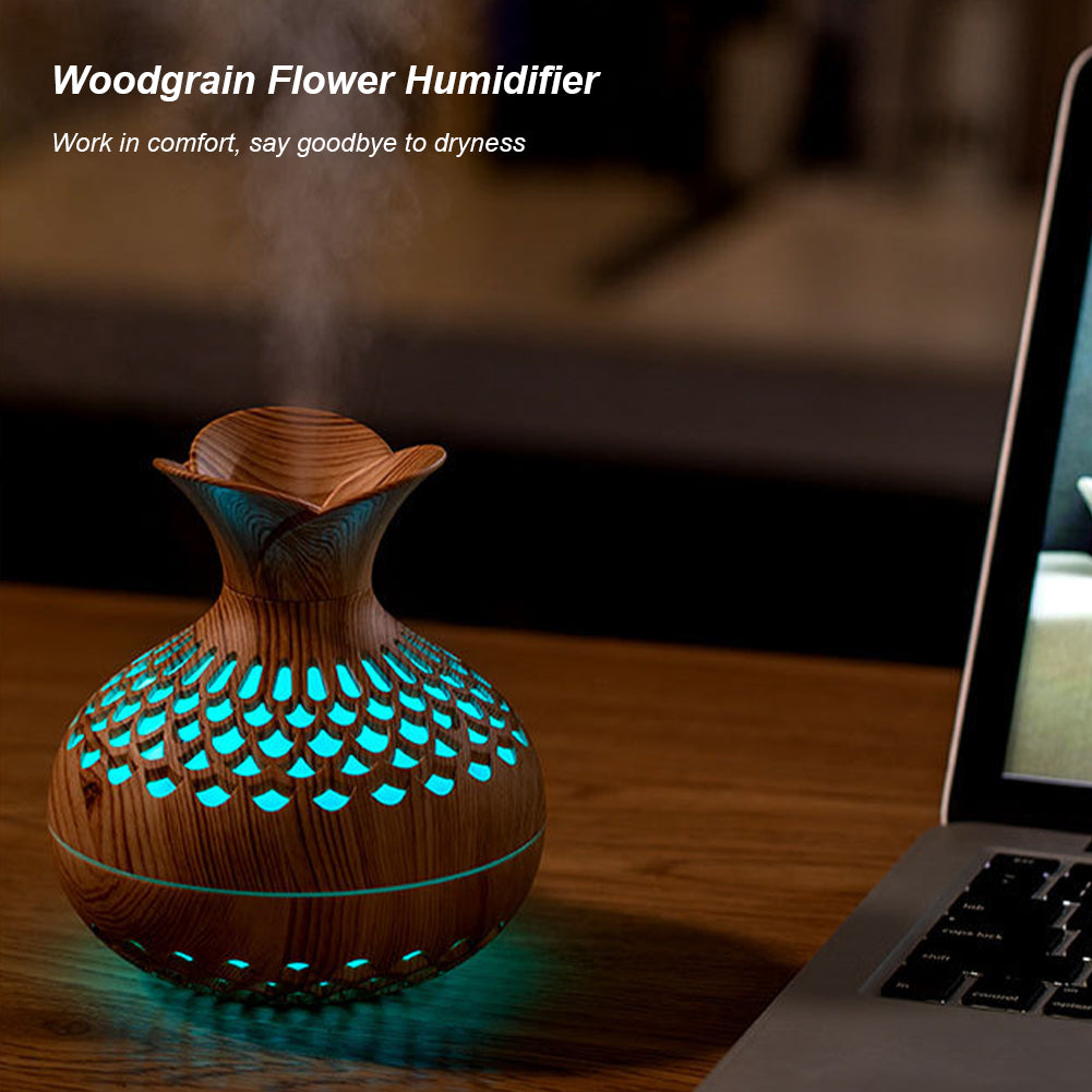 Humidificateur de Fleurs en Grain de Bois - Évasion Aromatique et Bien-Être