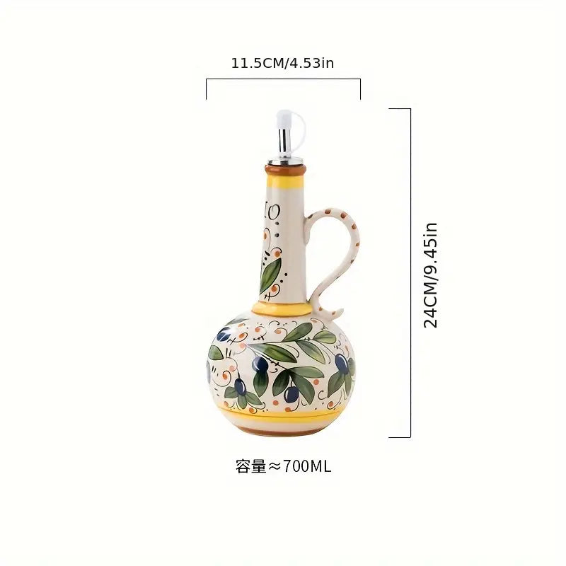 Bouteille d’Huile d’Olive en Céramique Verte